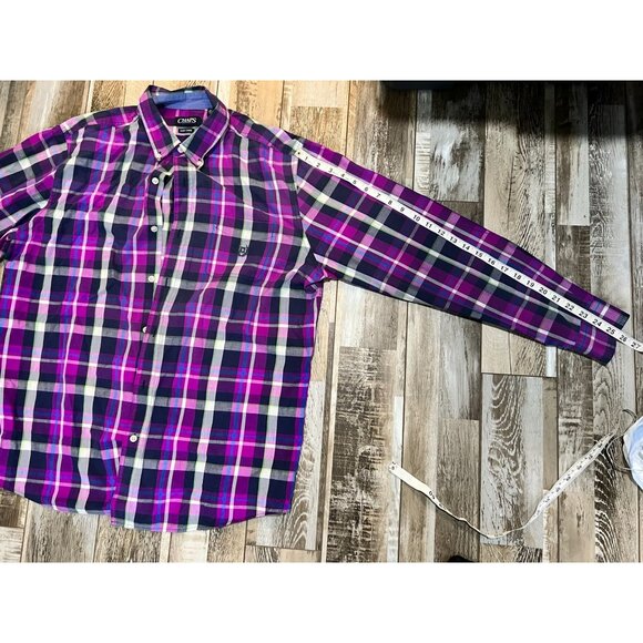 Men's Chaps Purple Plaid Long Sleeve, Button Down - XL - Picture 3 of 5